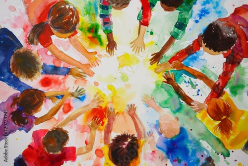 Concept: children United. Vibrant school assembly fosters collaboration and community spirit, nurturing young minds in primary education