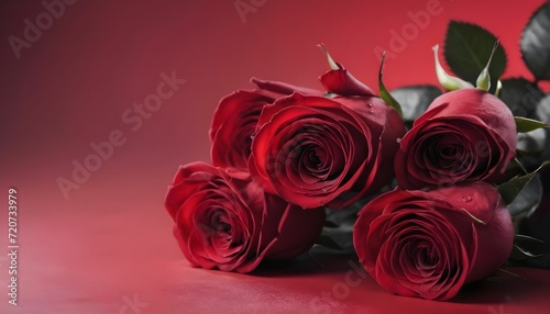 Red roses on a red and black gradient background  luxury valentines day   anniversary and love concept  hd created with generative ai 