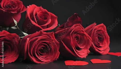 Red roses on a red and black gradient background  luxury valentines day   anniversary and love concept  hd created with generative ai 