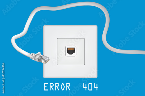 Ethernet port and cable error 404., vector	