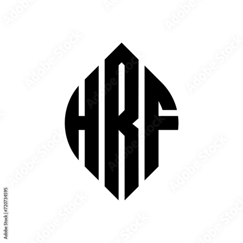 HRF circle letter logo design with circle and ellipse shape. HRF ellipse letters with typographic style. The three initials form a circle logo. HRF circle emblem abstract monogram letter mark vector.