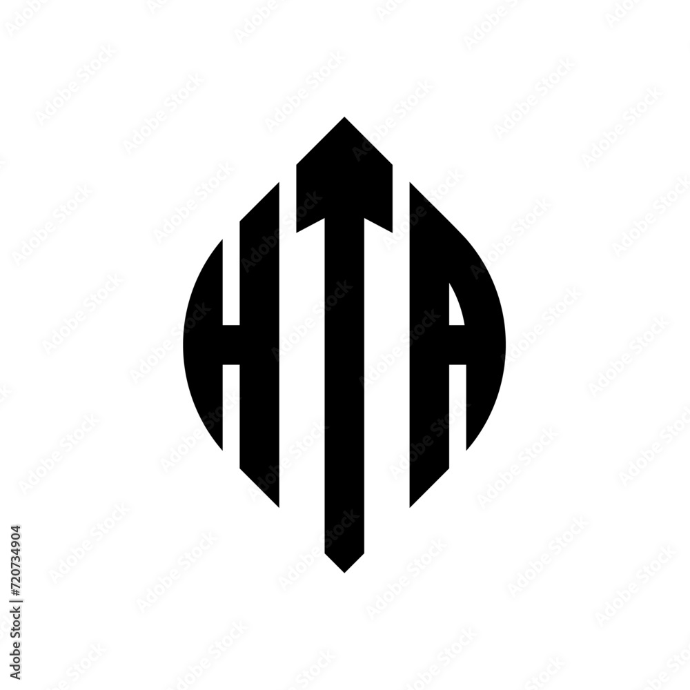 HTA circle letter logo design with circle and ellipse shape. HTA ellipse letters with typographic style. The three initials form a circle logo. HTA circle emblem abstract monogram letter mark vector. HTA circle letter logo design with circle and ellipse shape. HTA ellipse letters with typographic style. The three initials form a circle logo. HTA circle emblem abstract monogram letter mark vector.