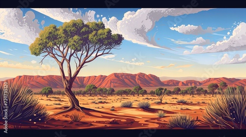 australian landscape with trees and clouds