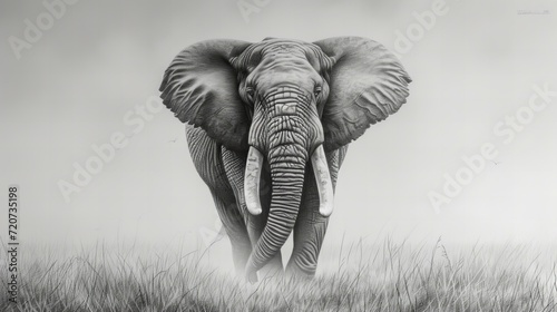 pencil sketch of an elephant wall art home decor print 