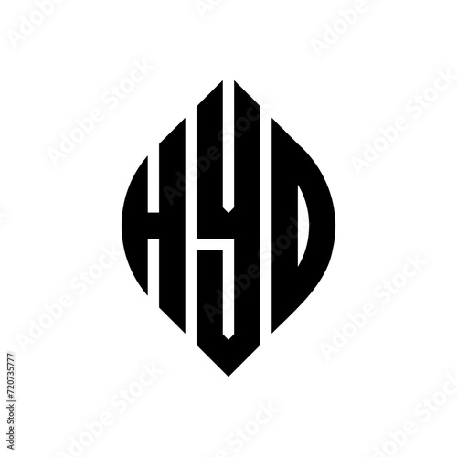 HYD circle letter logo design with circle and ellipse shape. HYD ellipse letters with typographic style. The three initials form a circle logo. HYD circle emblem abstract monogram letter mark vector. photo
