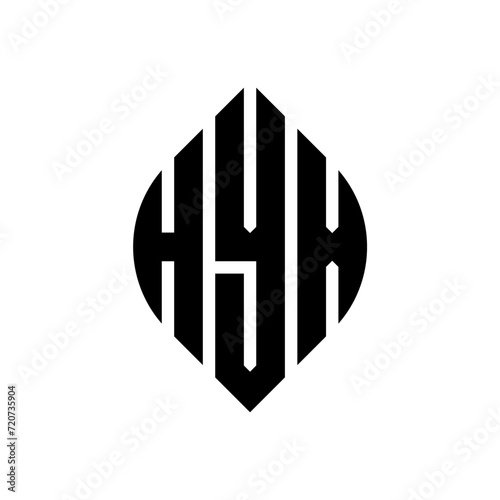 HYX circle letter logo design with circle and ellipse shape. HYX ellipse letters with typographic style. The three initials form a circle logo. HYX circle emblem abstract monogram letter mark vector.