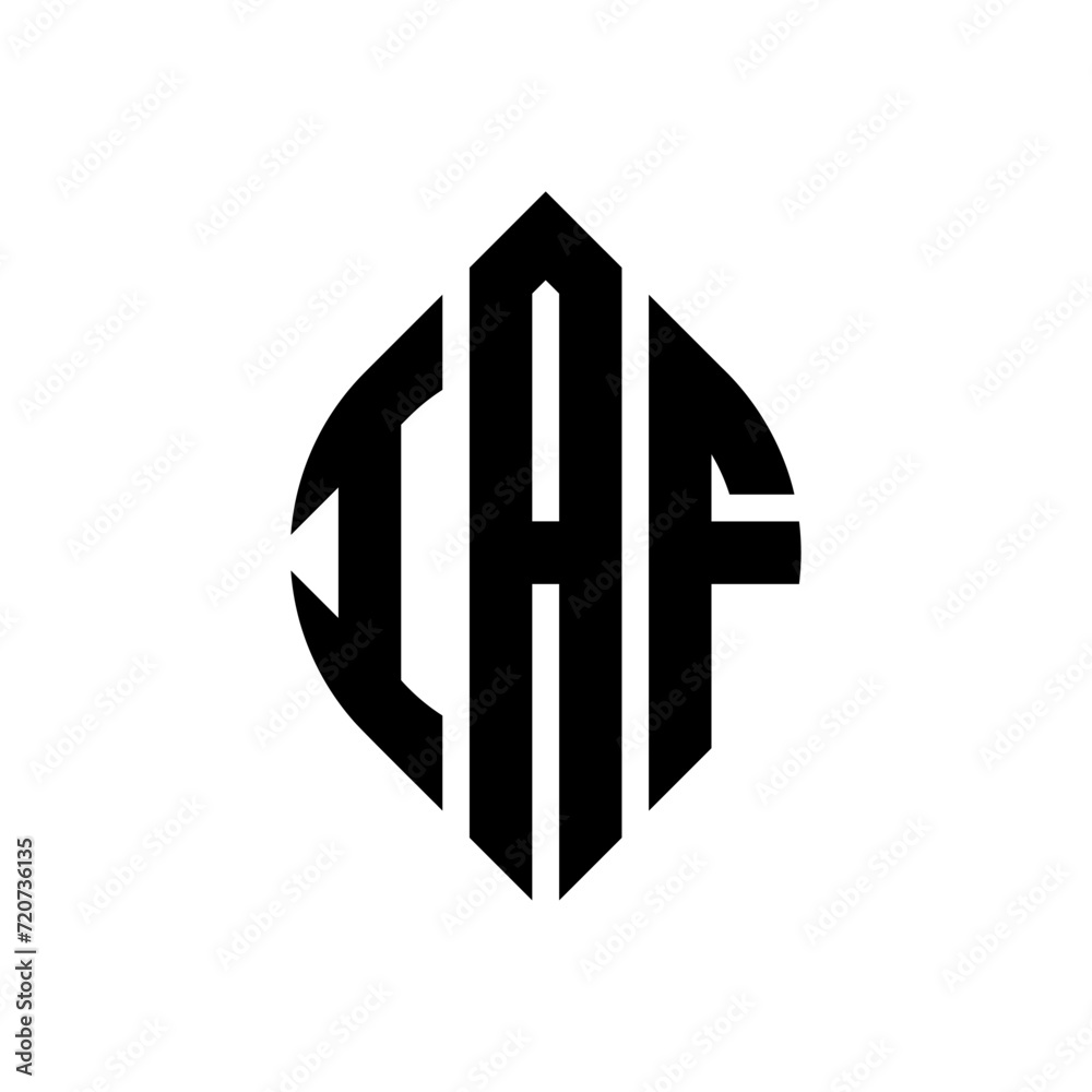 IAF circle letter logo design with circle and ellipse shape. IAF ellipse letters with typographic style. The three initials form a circle logo. IAF circle emblem abstract monogram letter mark vector. IAF circle letter logo design with circle and ellipse shape. IAF ellipse letters with typographic style. The three initials form a circle logo. IAF circle emblem abstract monogram letter mark vector.