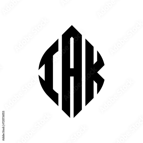 IAK circle letter logo design with circle and ellipse shape. IAK ellipse letters with typographic style. The three initials form a circle logo. IAK circle emblem abstract monogram letter mark vector. photo