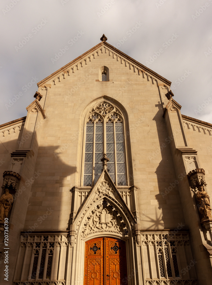 Facade of St. Laurenzen Church in St. Gallen, Switzerland