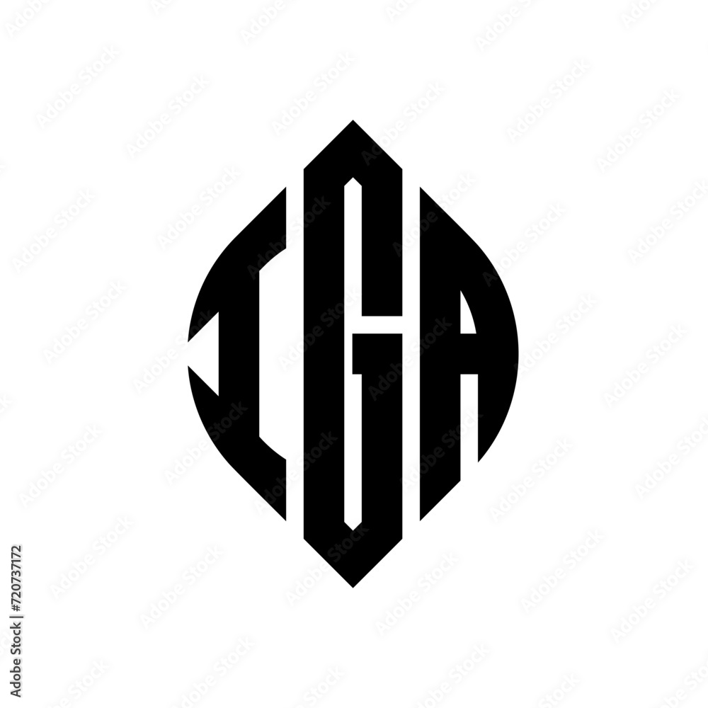 IGA circle letter logo design with circle and ellipse shape. IGA ellipse letters with typographic style. The three initials form a circle logo. IGA circle emblem abstract monogram letter mark vector. IGA circle letter logo design with circle and ellipse shape. IGA ellipse letters with typographic style. The three initials form a circle logo. IGA circle emblem abstract monogram letter mark vector.