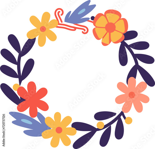 Floral Hoops in Vector Wreath CollectionVectorized Foliage Elegance Wreaths