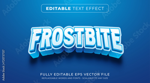 Editable text effect in blue frozen ice style