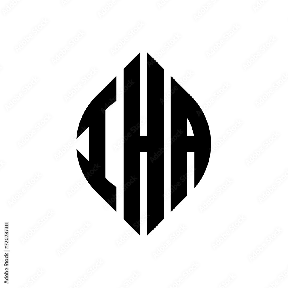 IHA circle letter logo design with circle and ellipse shape. IHA ellipse letters with typographic style. The three initials form a circle logo. IHA circle emblem abstract monogram letter mark vector. IHA circle letter logo design with circle and ellipse shape. IHA ellipse letters with typographic style. The three initials form a circle logo. IHA circle emblem abstract monogram letter mark vector.