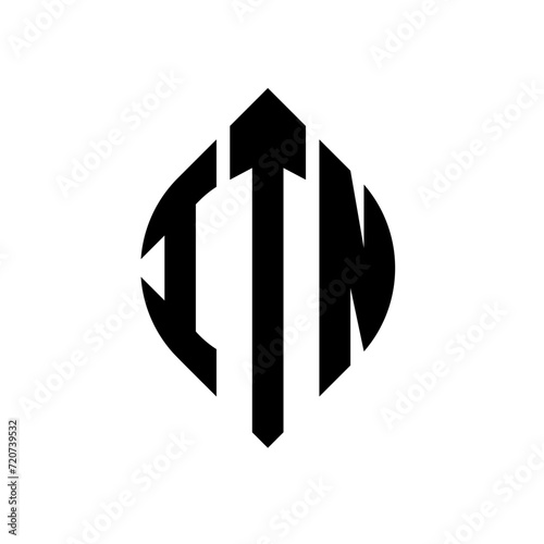 ITN circle letter logo design with circle and ellipse shape. ITN ellipse letters with typographic style. The three initials form a circle logo. ITN circle emblem abstract monogram letter mark vector. photo