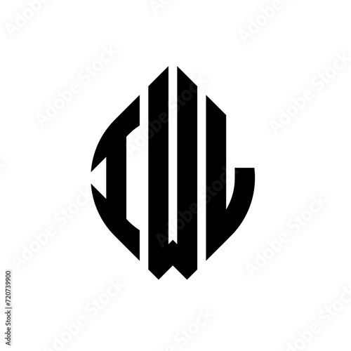 IWL circle letter logo design with circle and ellipse shape. IWL ellipse letters with typographic style. The three initials form a circle logo. IWL circle emblem abstract monogram letter mark vector. photo