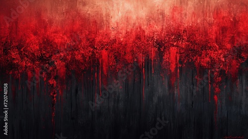 The background is painted with red and black colors.