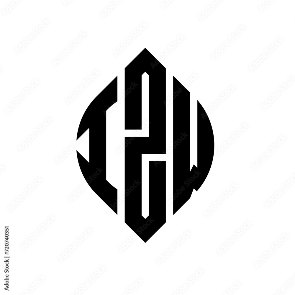 IZW circle letter logo design with circle and ellipse shape. IZW ellipse letters with typographic style. The three initials form a circle logo. IZW circle emblem abstract monogram letter mark vector. IZW circle letter logo design with circle and ellipse shape. IZW ellipse letters with typographic style. The three initials form a circle logo. IZW circle emblem abstract monogram letter mark vector.