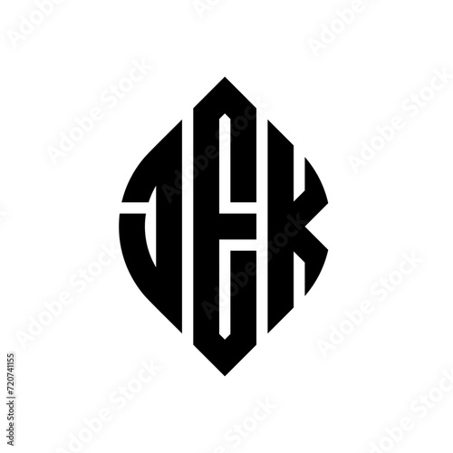 JEK circle letter logo design with circle and ellipse shape. JEK ellipse letters with typographic style. The three initials form a circle logo. JEK circle emblem abstract monogram letter mark vector.