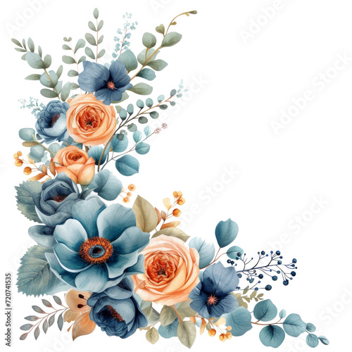 watercolor wedding elegant border isolated