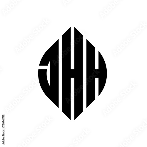 JHH circle letter logo design with circle and ellipse shape. JHH ellipse letters with typographic style. The three initials form a circle logo. JHH circle emblem abstract monogram letter mark vector. photo