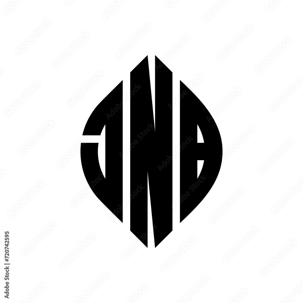 JNB circle letter logo design with circle and ellipse shape. JNB ellipse letters with typographic style. The three initials form a circle logo. JNB circle emblem abstract monogram letter mark vector. JNB circle letter logo design with circle and ellipse shape. JNB ellipse letters with typographic style. The three initials form a circle logo. JNB circle emblem abstract monogram letter mark vector.