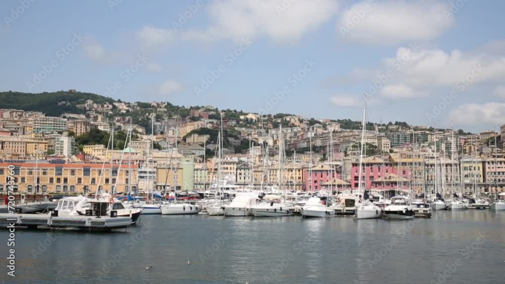 Boats moored at Marina Porto Antico in Genoa, Italy Boats moored at Marina Porto Antico in Genoa, Italy
