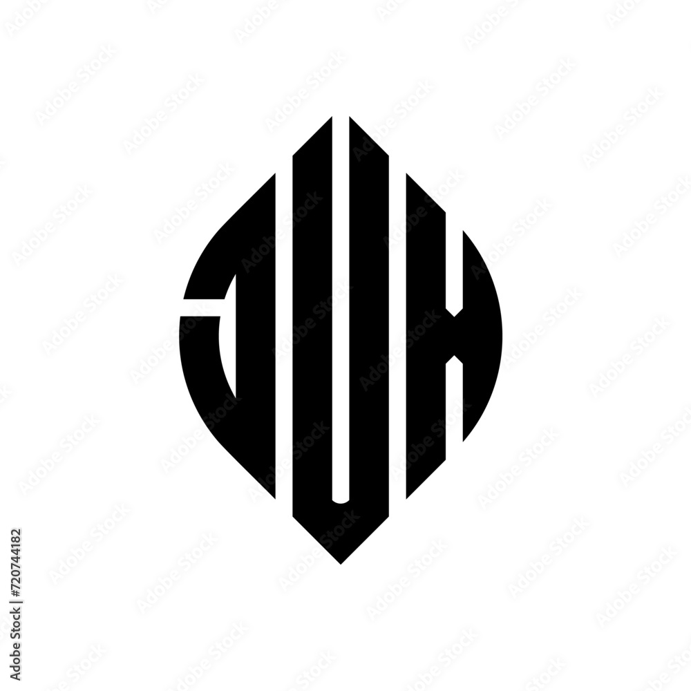 JUX circle letter logo design with circle and ellipse shape. JUX ellipse letters with typographic style. The three initials form a circle logo. JUX circle emblem abstract monogram letter mark vector. JUX circle letter logo design with circle and ellipse shape. JUX ellipse letters with typographic style. The three initials form a circle logo. JUX circle emblem abstract monogram letter mark vector.
