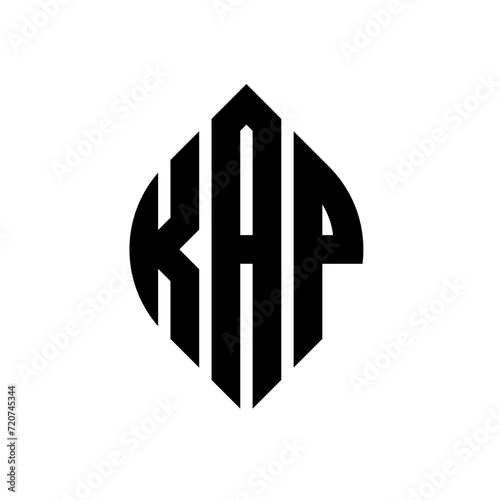 KAP circle letter logo design with circle and ellipse shape. KAP ellipse letters with typographic style. The three initials form a circle logo. KAP circle emblem abstract monogram letter mark vector. photo