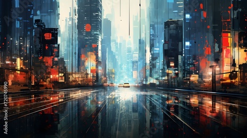 Digital Dystopia City in Pixels