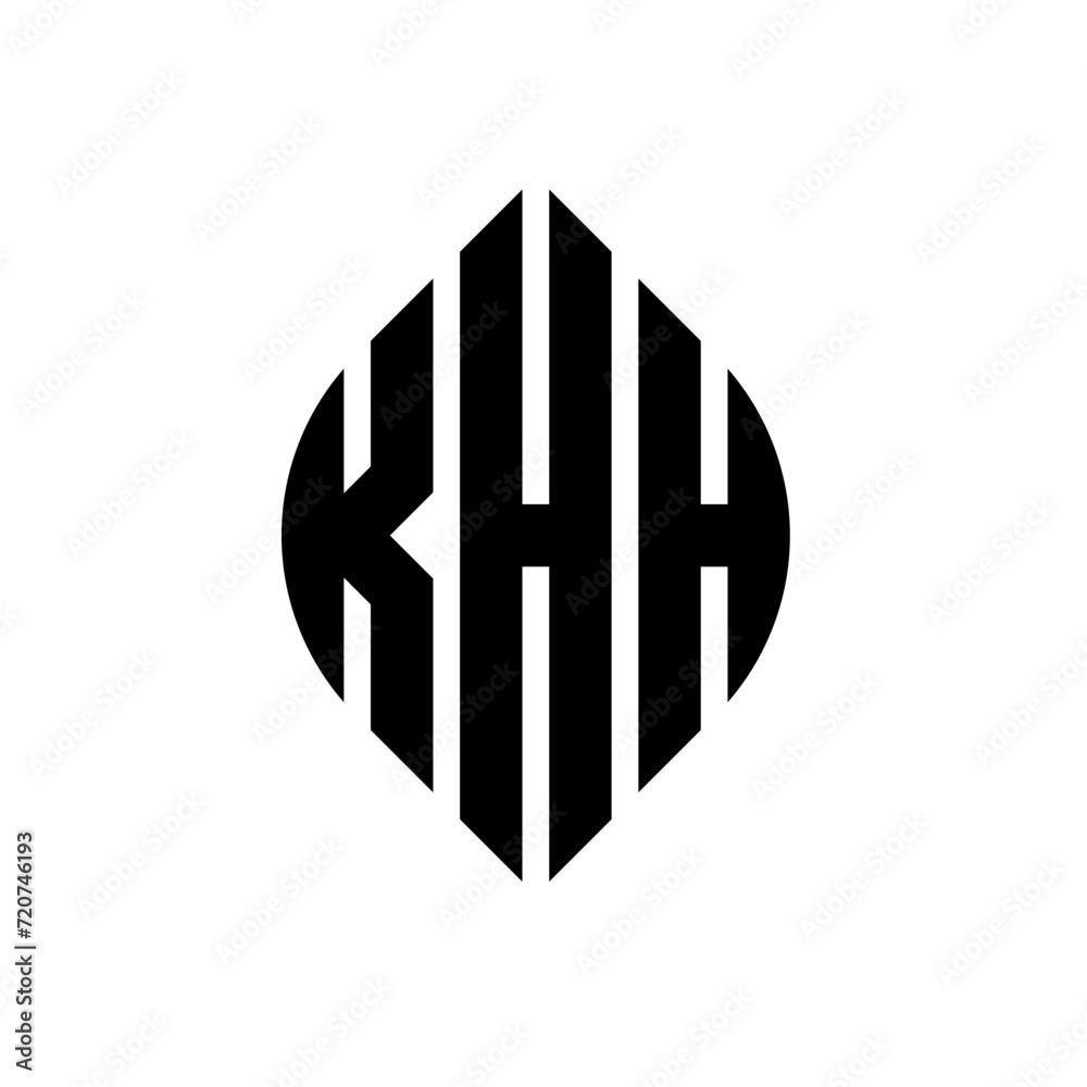 KHH circle letter logo design with circle and ellipse shape. KHH ellipse letters with typographic style. The three initials form a circle logo. KHH circle emblem abstract monogram letter mark vector. KHH circle letter logo design with circle and ellipse shape. KHH ellipse letters with typographic style. The three initials form a circle logo. KHH circle emblem abstract monogram letter mark vector.