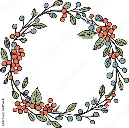 Holiday Season Garland Vector IllustrationsBotanical Circle Wreath Vector Elements