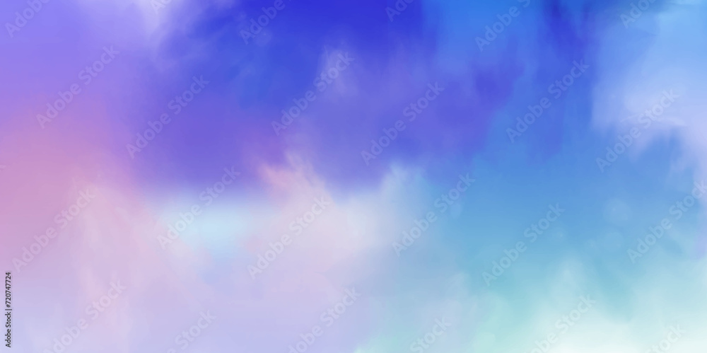 colorful watercolor background. blue pink watercolor with sky clouds
