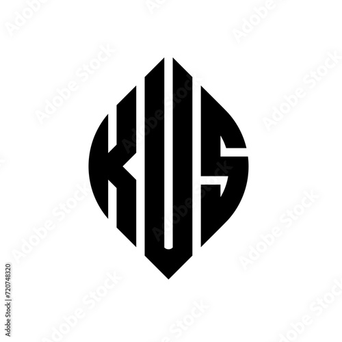 KUS circle letter logo design with circle and ellipse shape. KUS ellipse letters with typographic style. The three initials form a circle logo. KUS circle emblem abstract monogram letter mark vector.