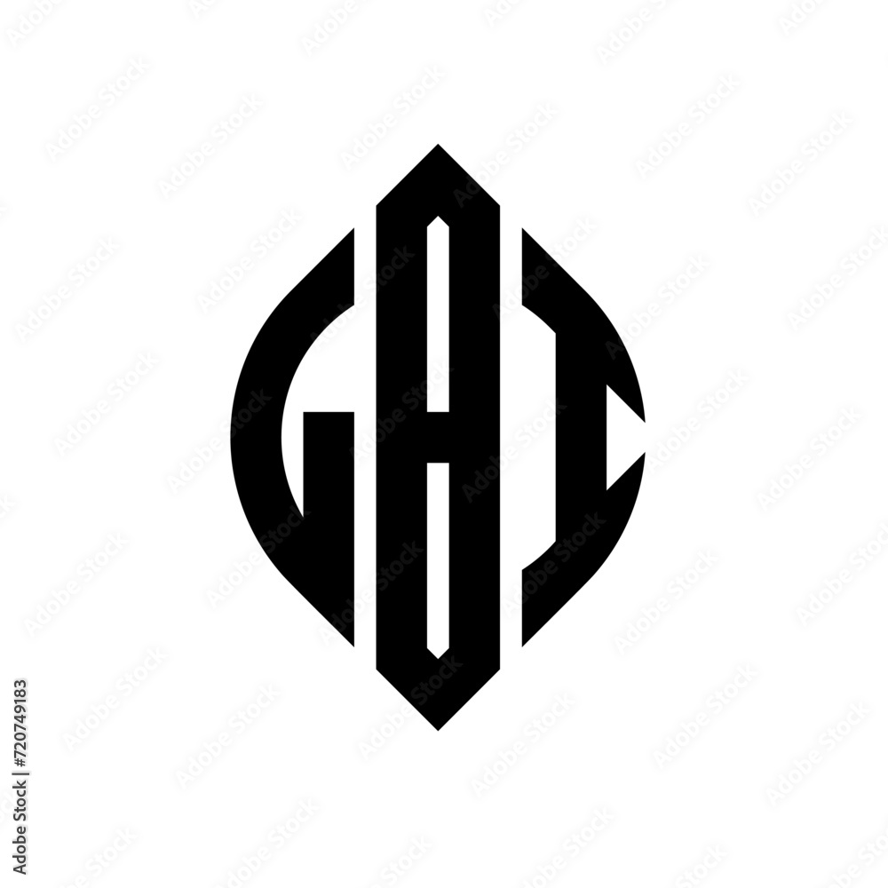 LBI circle letter logo design with circle and ellipse shape. LBI ellipse letters with typographic style. The three initials form a circle logo. LBI circle emblem abstract monogram letter mark vector.