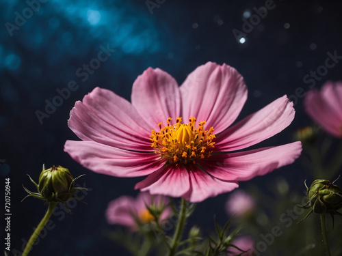 Pink flower close up at night