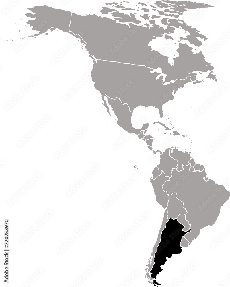 ARGENTINA MAP WITH AMERICAN CONTINENT ARGENTINA MAP WITH AMERICAN CONTINENT