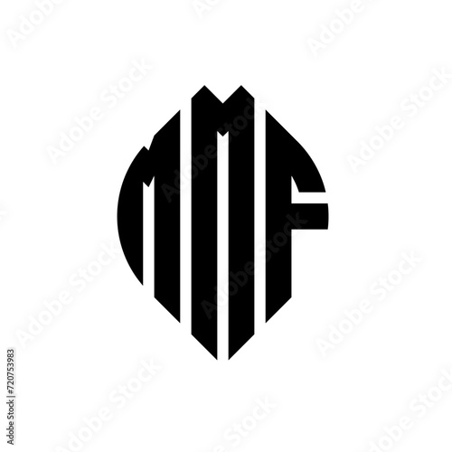 Free Download MMF circle letter logo design with circle and ellipse shape. MMF ellipse letters with typographic style. The three initials form a circle logo. MMF circle emblem abstract monogram letter mark vector. - GFXLoad
