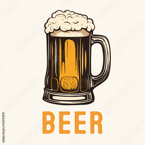 Engraved Beer Mug Hand Drawn