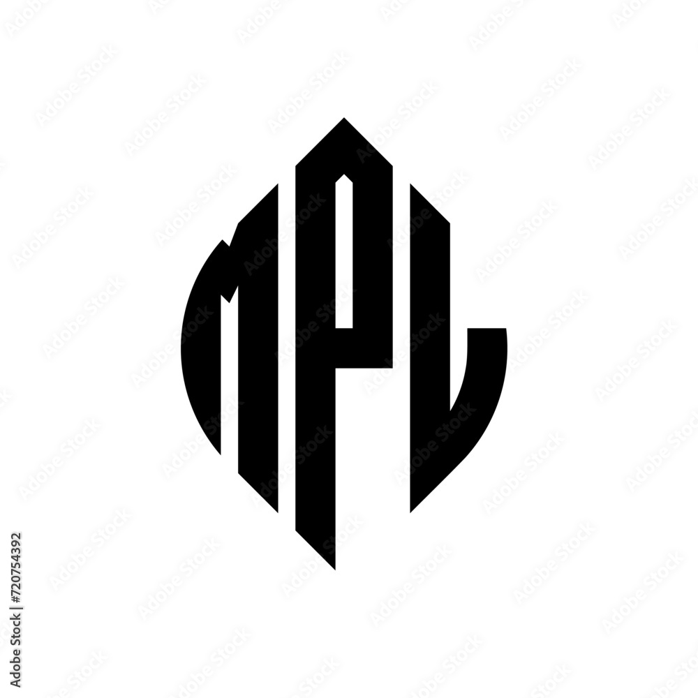 MPL circle letter logo design with circle and ellipse shape. MPL ellipse letters with typographic style. The three initials form a circle logo. MPL circle emblem abstract monogram letter mark vector.