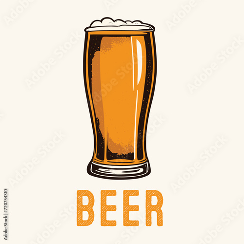 Hand drawn Beer Glass Engraved Vintage Beer
