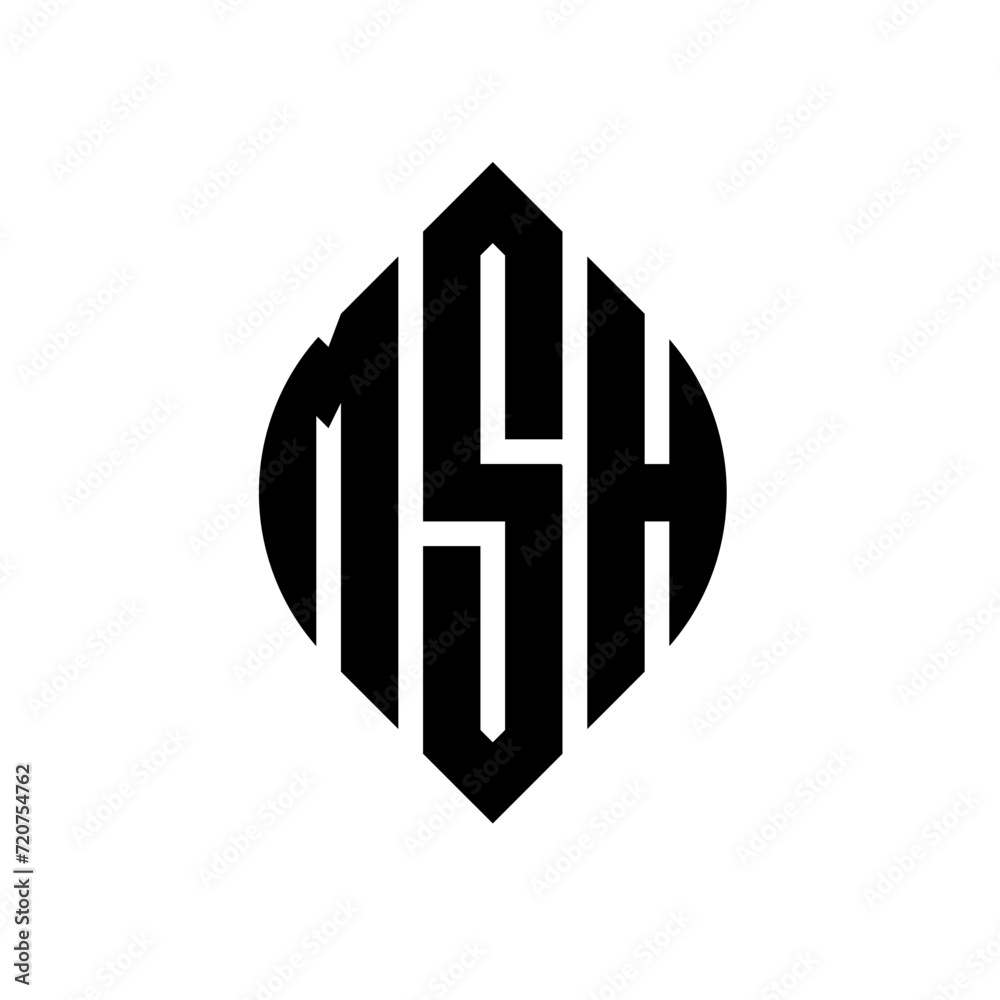 MSH circle letter logo design with circle and ellipse shape. MSH ellipse letters with typographic style. The three initials form a circle logo. MSH circle emblem abstract monogram letter mark vector. MSH circle letter logo design with circle and ellipse shape. MSH ellipse letters with typographic style. The three initials form a circle logo. MSH circle emblem abstract monogram letter mark vector.