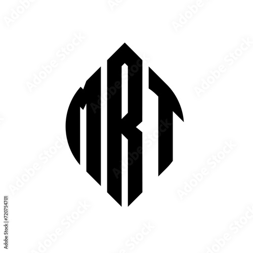 MRT circle letter logo design with circle and ellipse shape. MRT ellipse letters with typographic style. The three initials form a circle logo. MRT circle emblem abstract monogram letter mark vector.