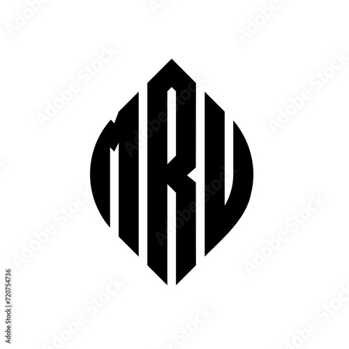 MRU circle letter logo design with circle and ellipse shape. MRU ellipse letters with typographic style. The three initials form a circle logo. MRU circle emblem abstract monogram letter mark vector. photo