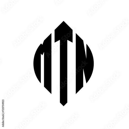 MTN circle letter logo design with circle and ellipse shape. MTN ellipse letters with typographic style. The three initials form a circle logo. MTN circle emblem abstract monogram letter mark vector.