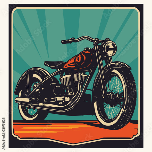 Retro Motorcycle Hand Drawn Style