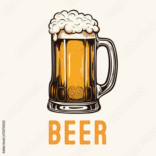 Vintage Beer Mug Hand Drawn