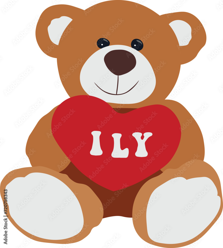 'I Love You' Teddy Bear Flat Vector Illustration for Valentine's Day 'I Love You' Teddy Bear Flat Vector Illustration for Valentine's Day