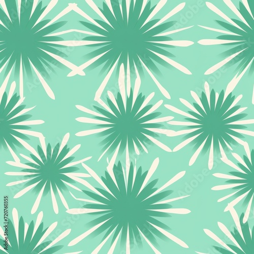 Mint striking artwork featuring a seamless pattern of stylized minimalist starbursts