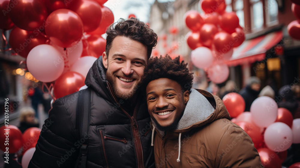 A gay couple celebrating valentine's day A gay couple celebrating valentine's day