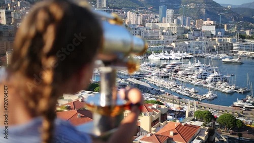 Port Hercule, the view from behind girls on the lookout in Monaco photo